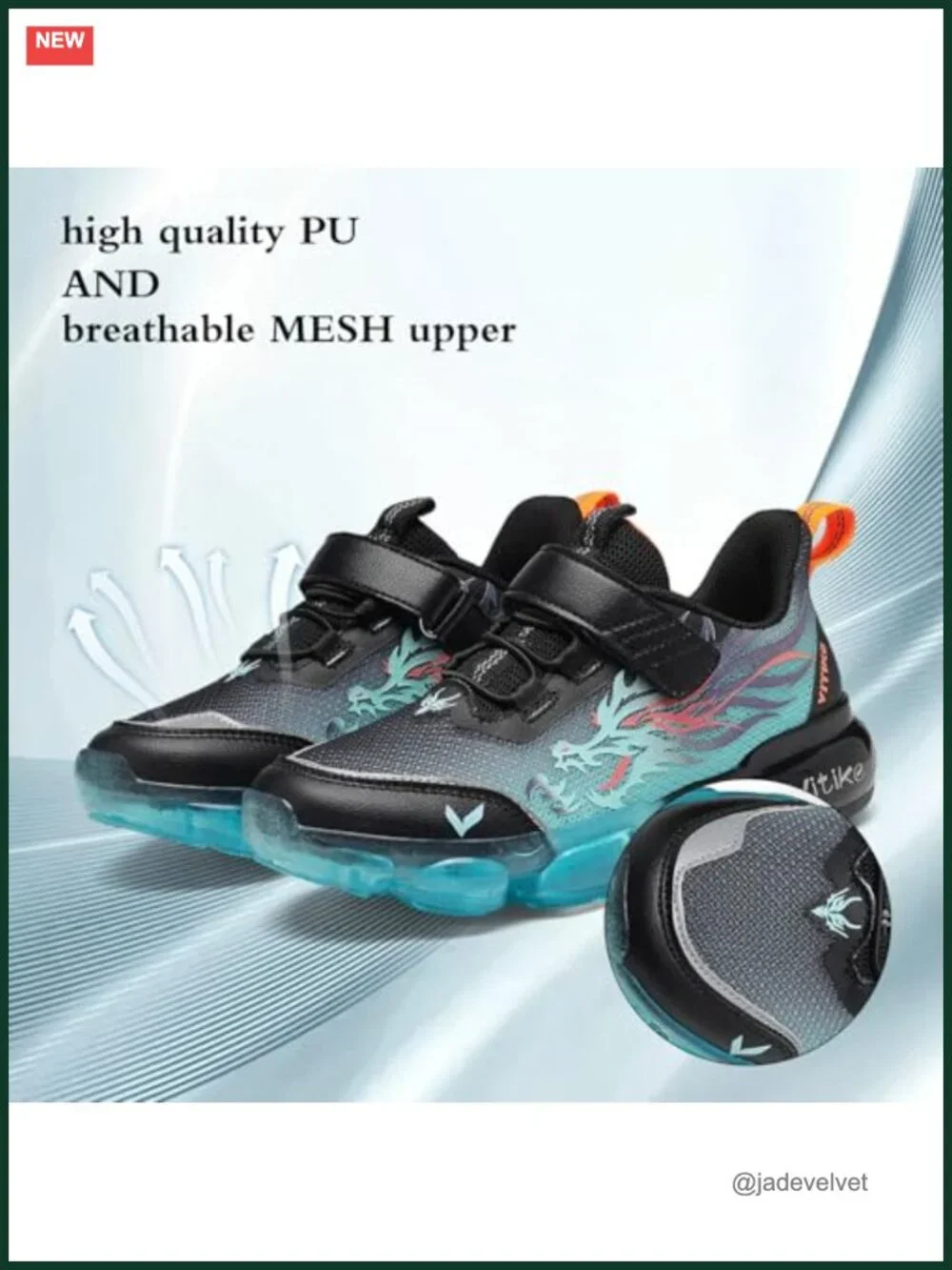 Kids Breathable Mesh Sneakers | Hook-and-Loop | Lightweight Non-slip